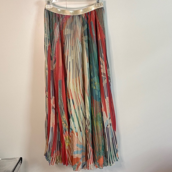 Anthropologie Multicolor Pleated Maxi Skirt